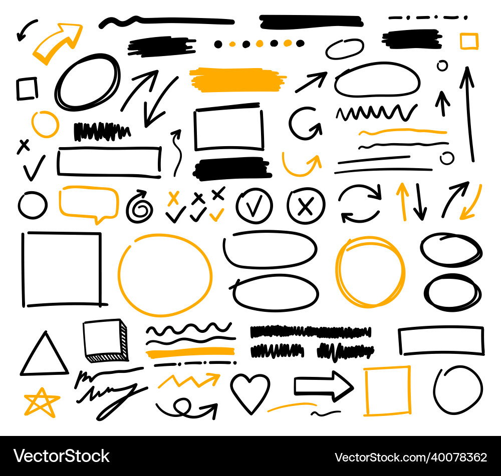 Black and Yellow Doodle Lines Vector Image