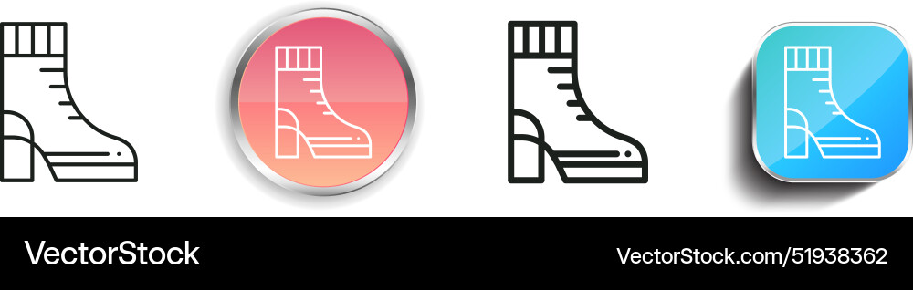 Boots icon thin linear regular and button style Boots icon thin linear regular and button style vector image