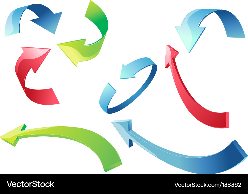 Colorful 3D Arrow Set vector image