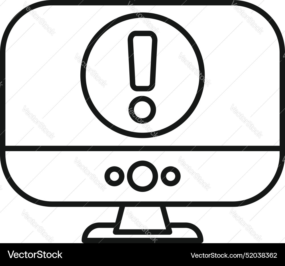 Computer monitor displaying warning message Vector Image
