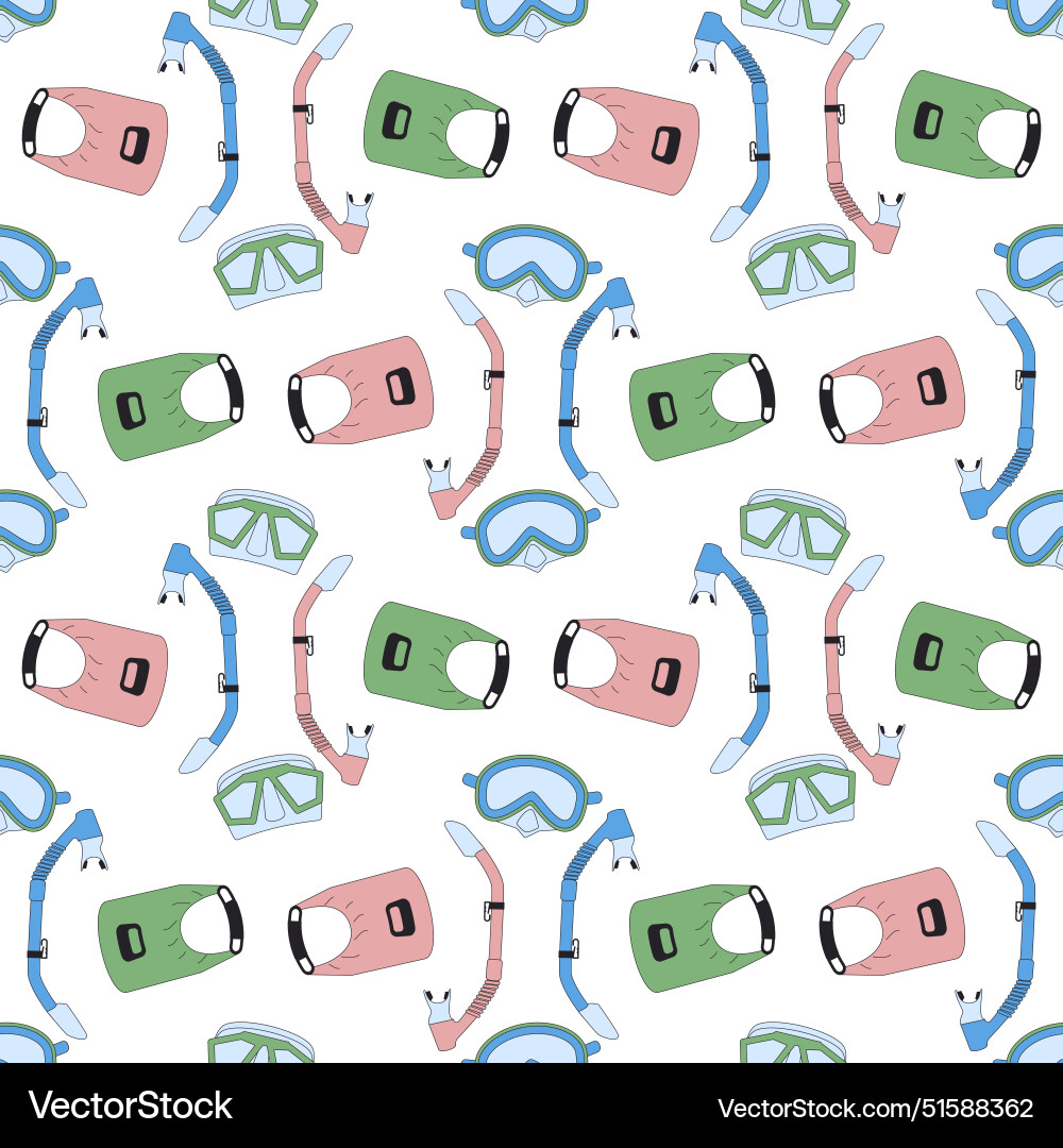 Diving equipment seamless pattern summer vacation Vector Image