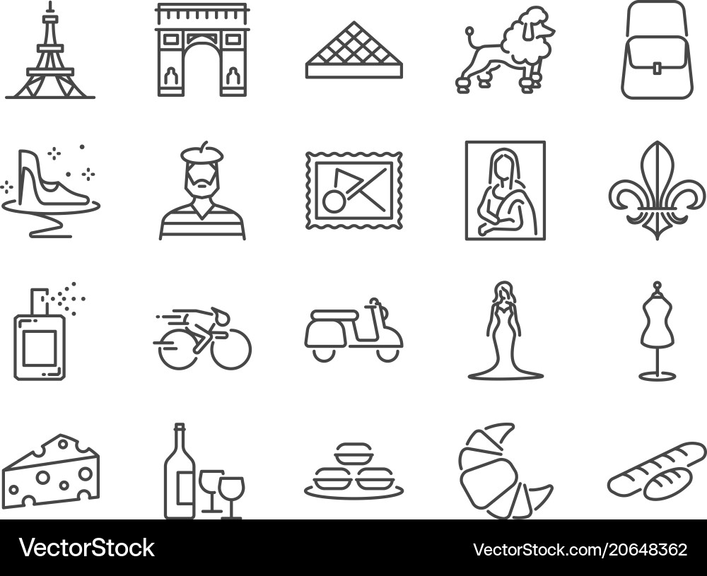 France travel icon set France travel icon set vector image