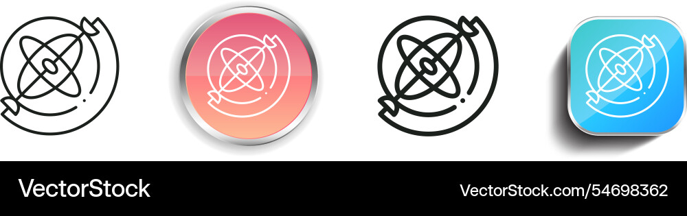 Gyroscope icon thin linear regular and button vector image