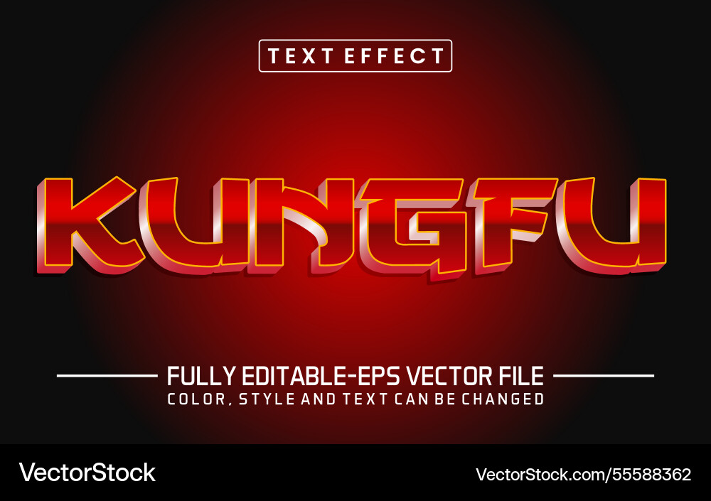 Kungfu font text effect editable vector image