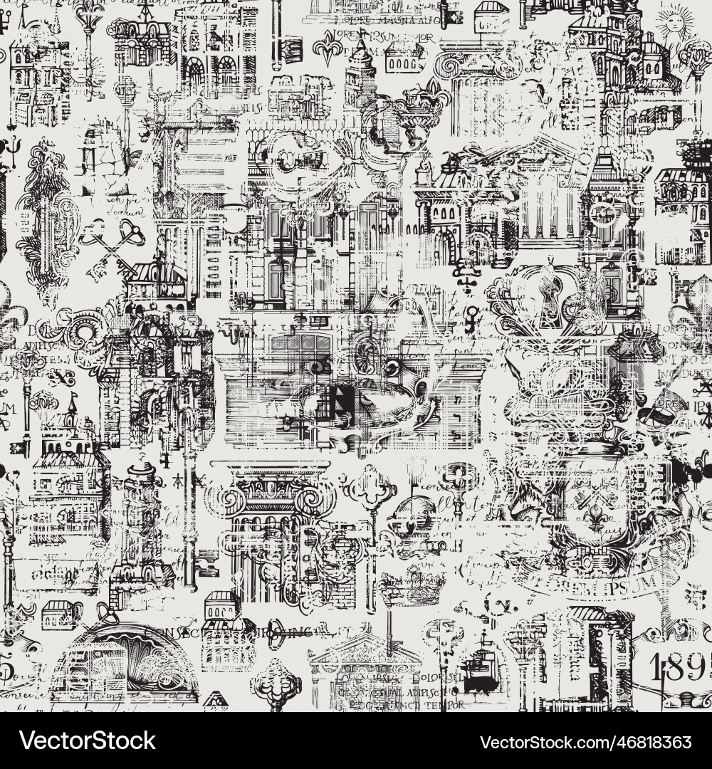 Ancient Architecture Seamless Pattern vector image