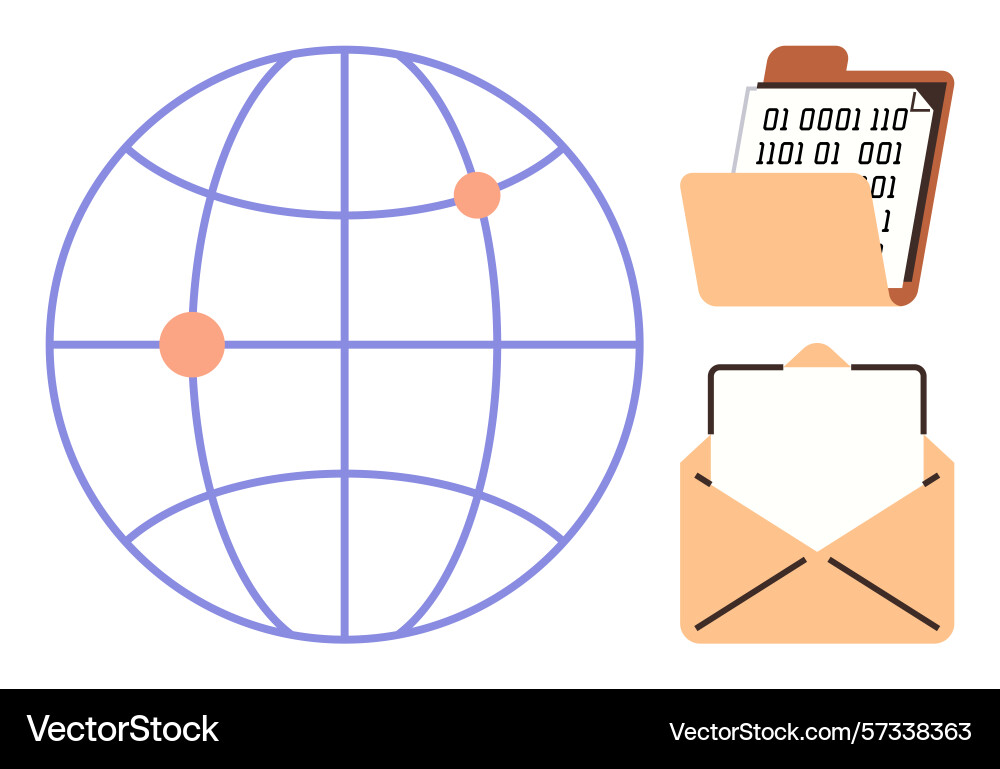 Global data sharing concept with folder envelope Global data sharing concept with folder envelope vector image