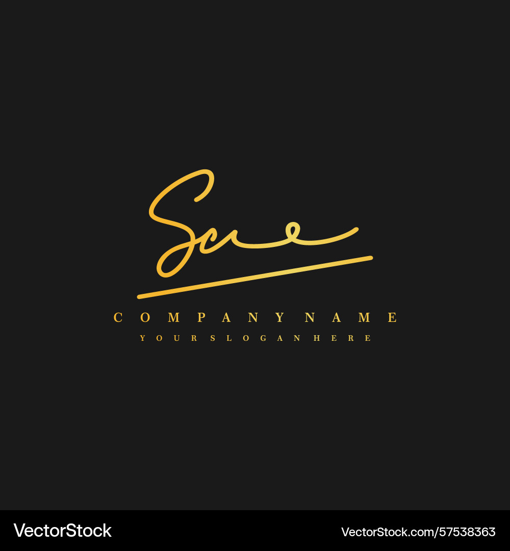 Signature style sc initial logos initials logo Vector Image