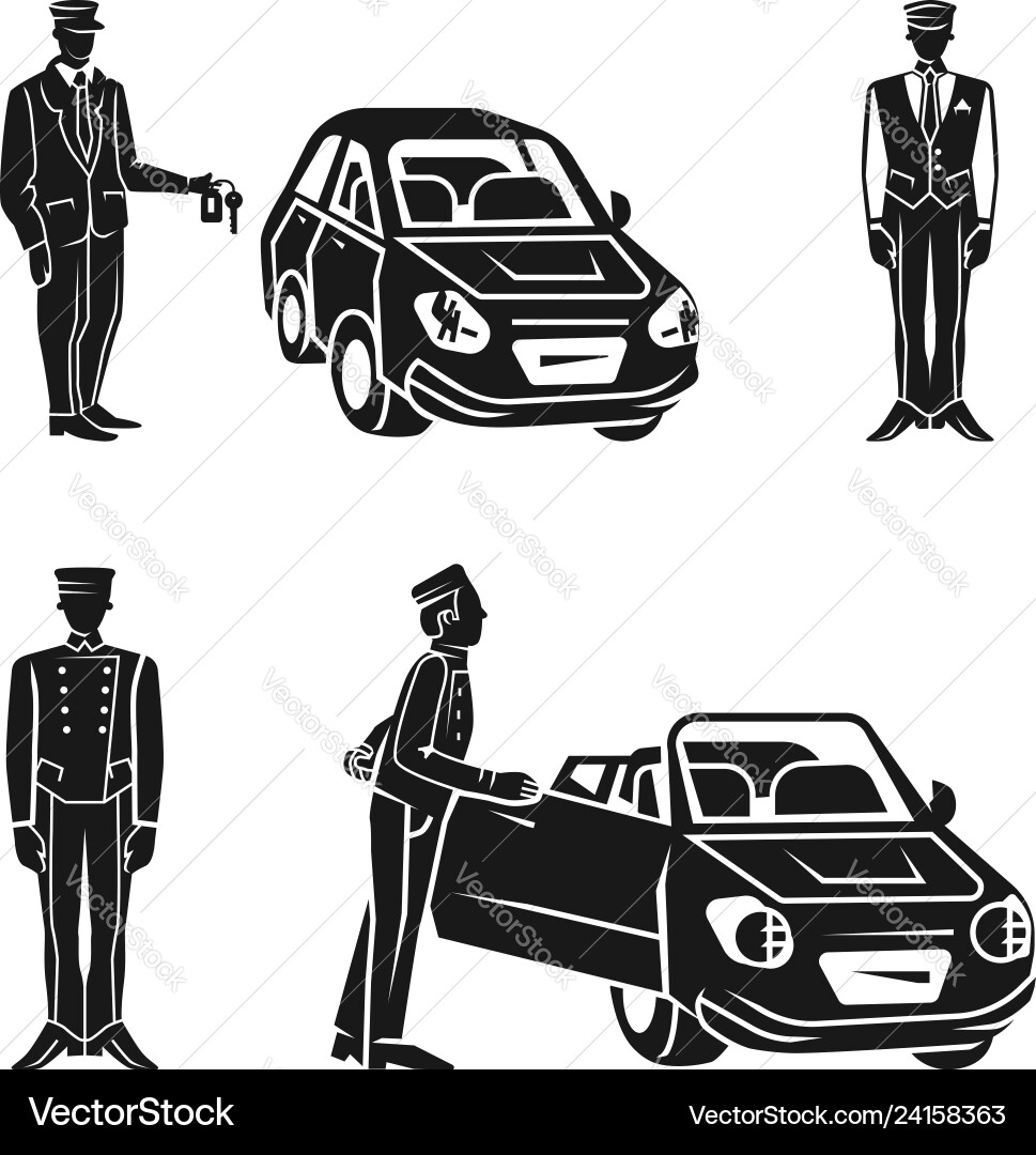 Valet icons set simple style Valet icons set simple style Vector Image
