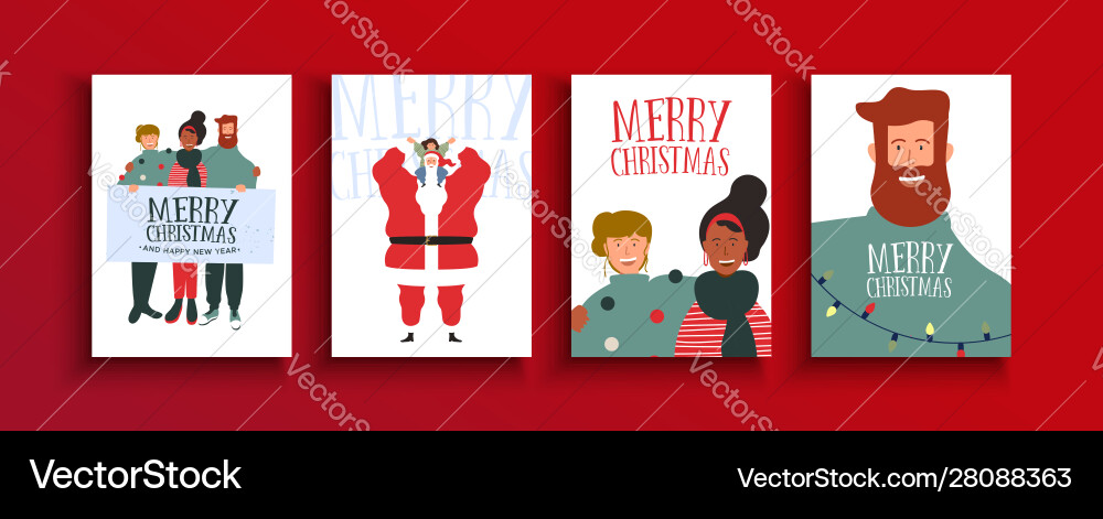 Year holiday friends people card set Year holiday friends people card set vector image