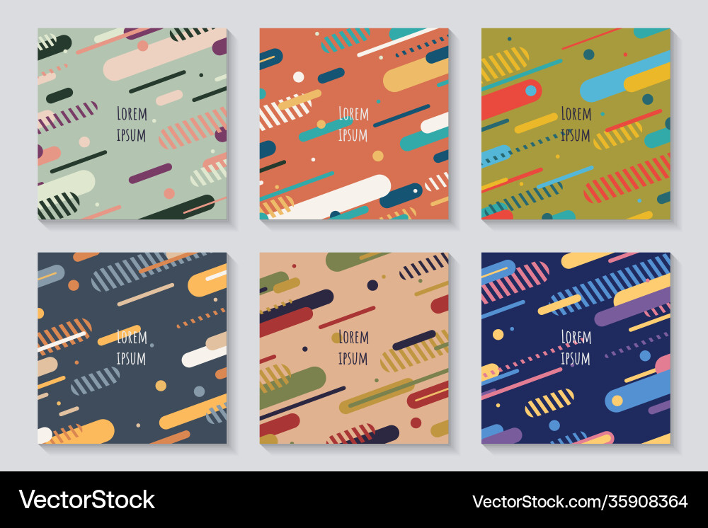 Abstract rounded lines pattern cover card set Abstract rounded lines pattern cover card set vector image