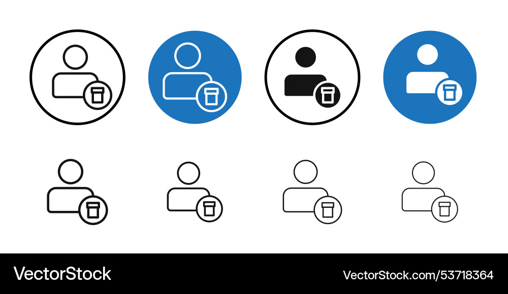 Delete user icon thin line art collection vector image