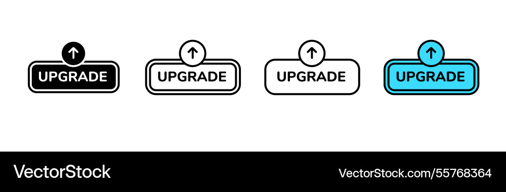 Four upgrade button designs with arrow icons vector image