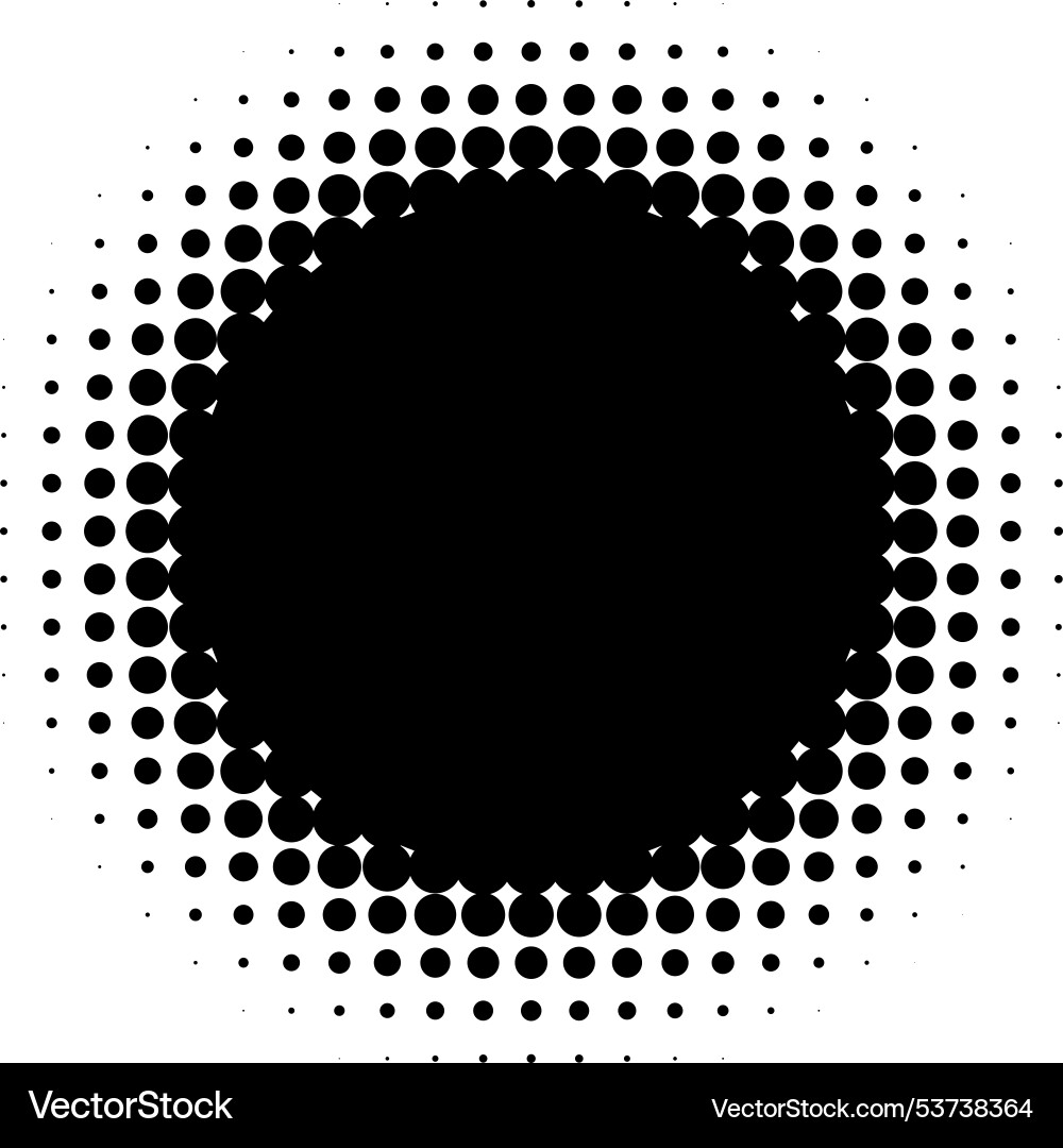 Halftone round border black frame empty circle vector image