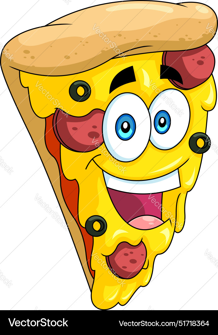 Happy Pizza Scheibenkarikatur Happy Pizza Scheibenkarikatur vektorbild