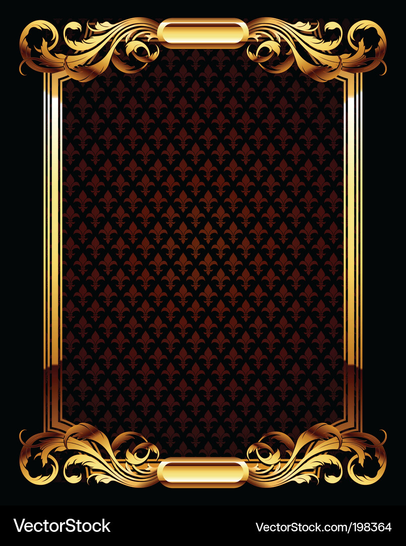 Ornate Gold Frame with Damask Pattern Vector Image