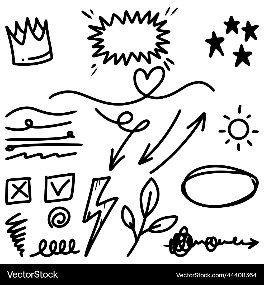 Set of hand drawn doodle elements for concept Set of hand drawn doodle elements for concept Vector Image