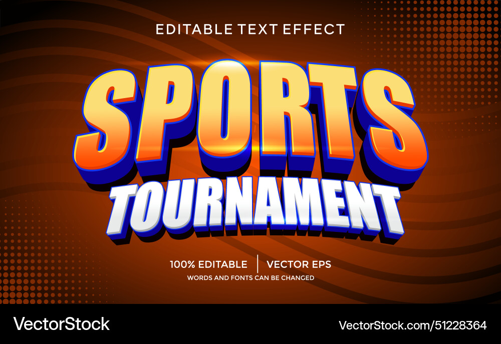 Sports champions 3d text effect template Vector Image