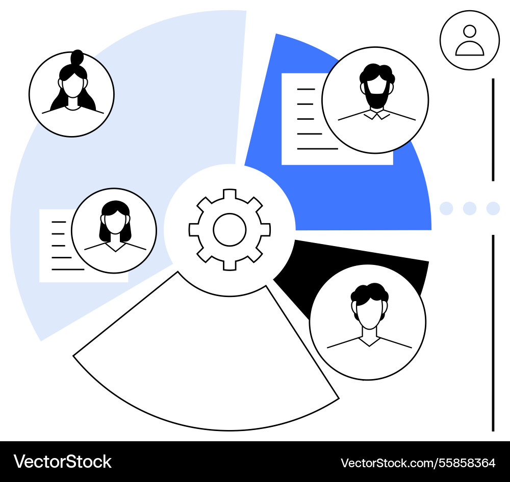Team collaboration and workflow with user profiles Team collaboration and workflow with user profiles vector image