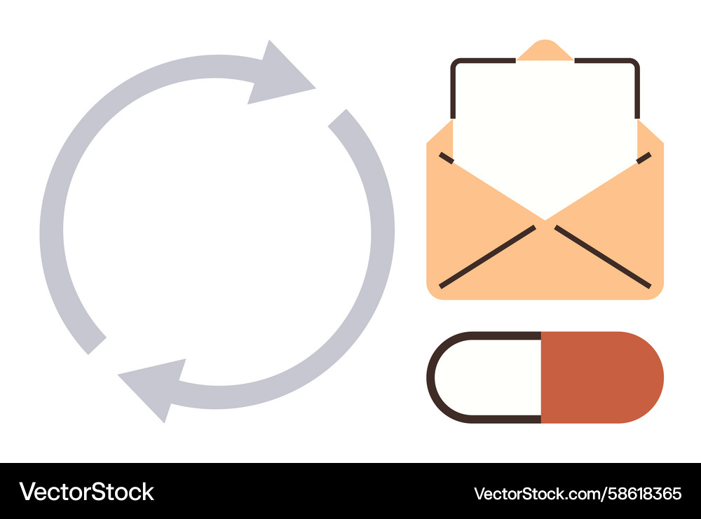 Circular workflow with envelope document Circular workflow with envelope document Vector Image