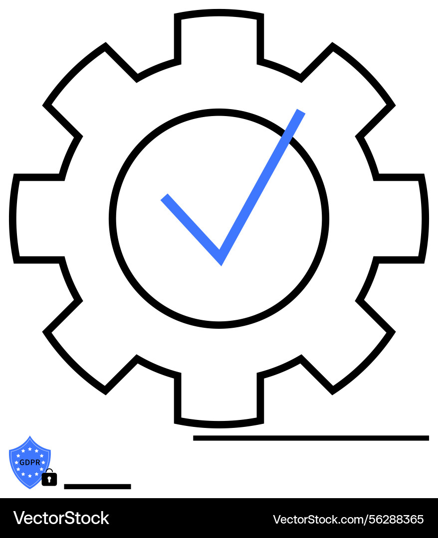 Gear with checkmark representing data security Gear with checkmark representing data security vector image