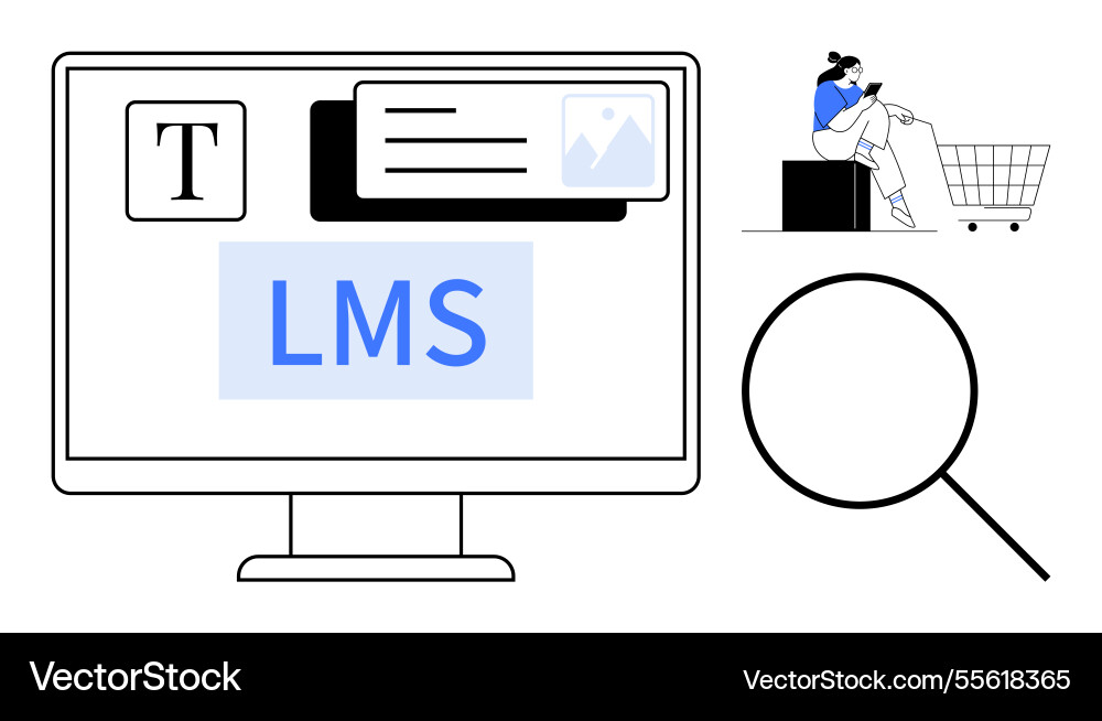 Learning management system display with user Learning management system display with user Vector Image