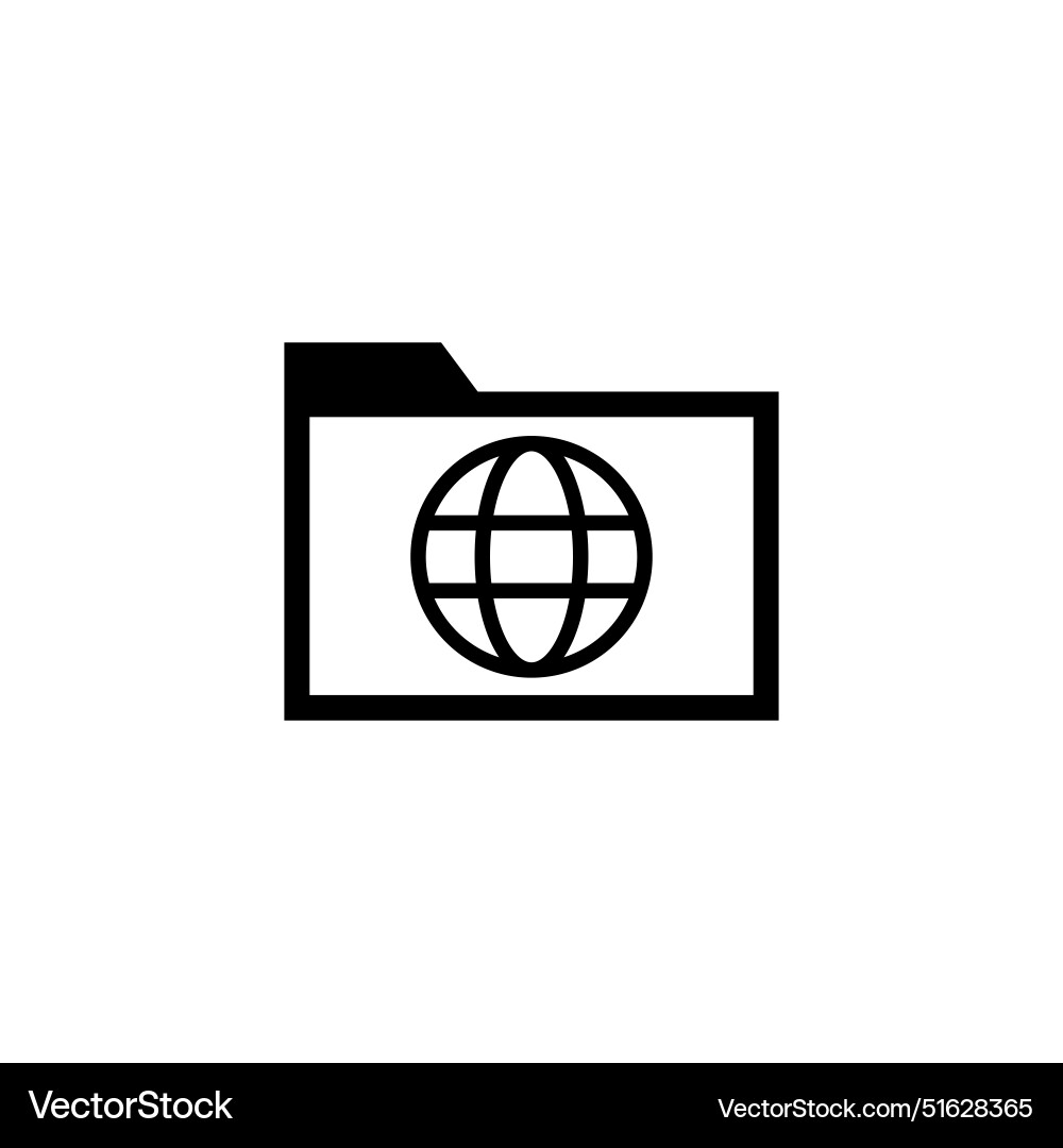 Minimalist folder icon with a globe symbolizing Minimalist folder icon with a globe symbolizing vector image