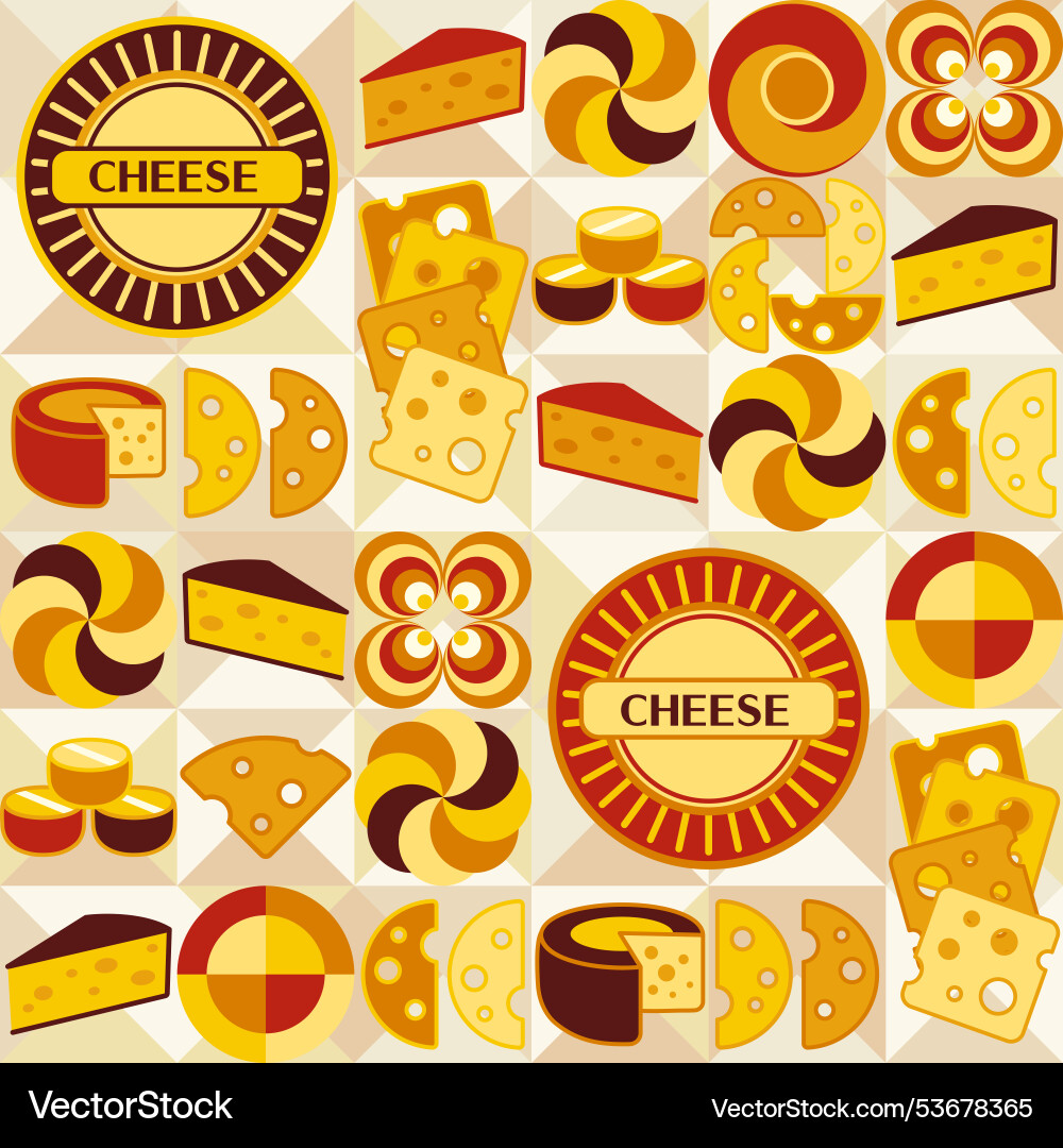 Seamless pattern with icons of cheese text Seamless pattern with icons of cheese text vector image