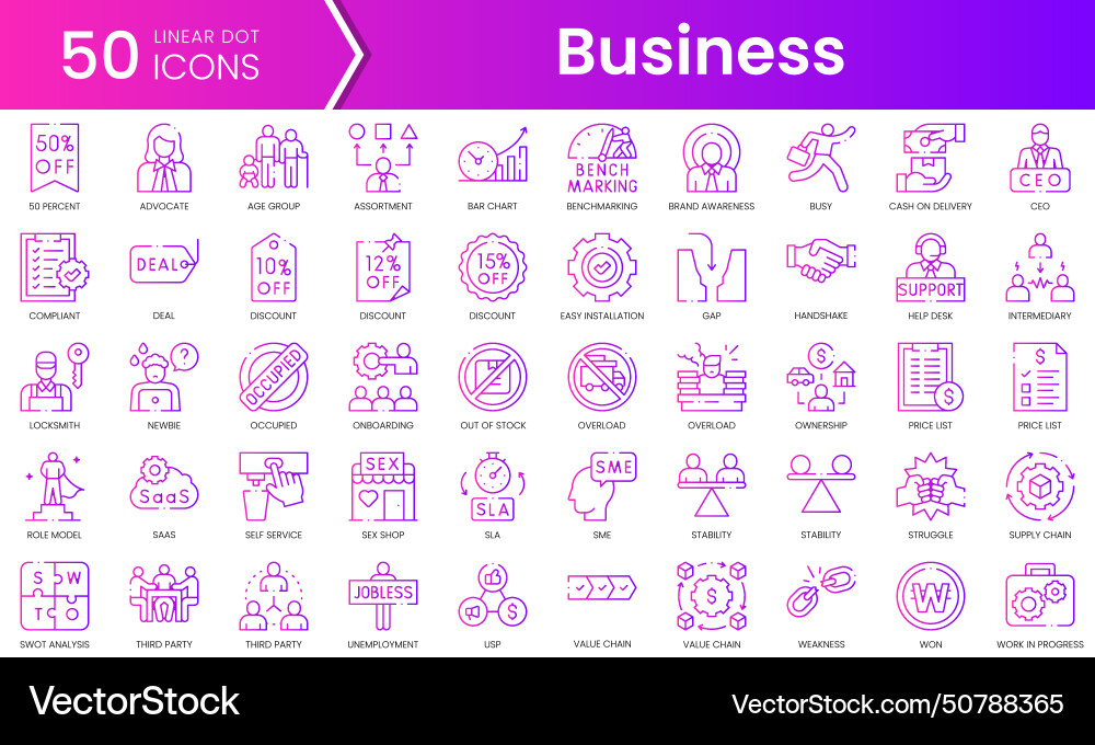 Set of business icons gradient style icon bundle vector image