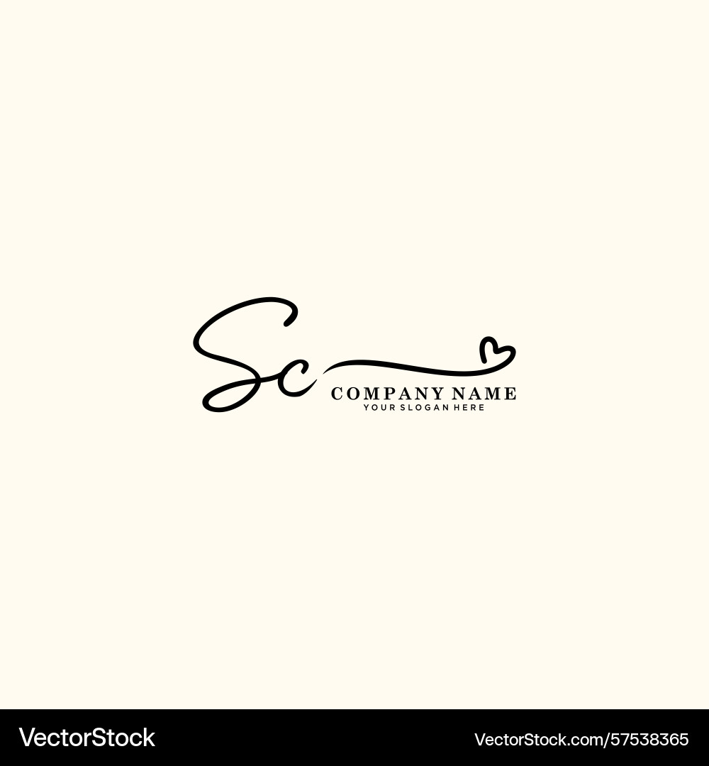 Signature style sc initial logos initials logo Signature style sc initial logos initials logo Vector Image