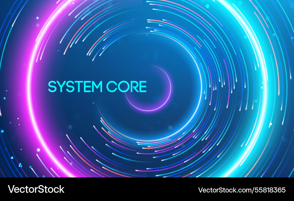 System core depicted with a glowing circular vector image