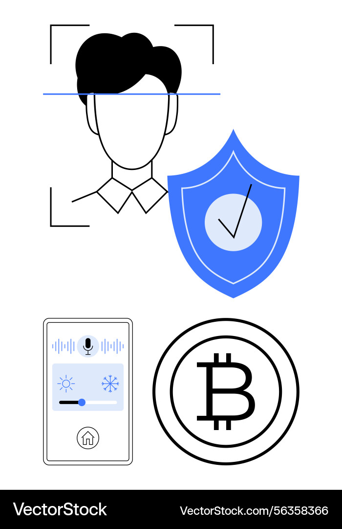 Biometric authentication security shield smart Biometric authentication security shield smart vector image