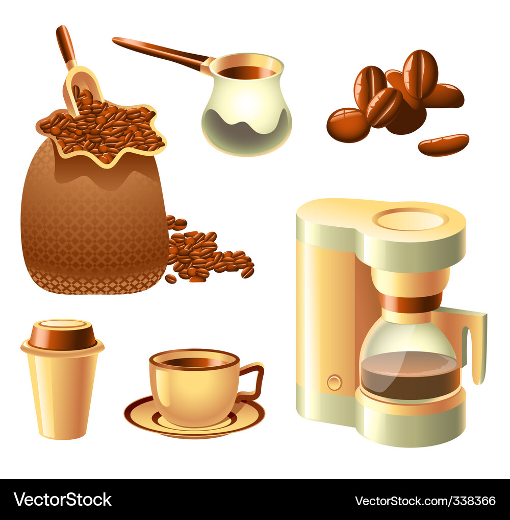 Coffee Objects Collection Vector Image
