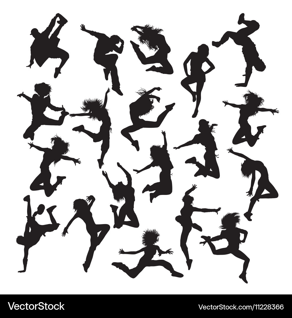 Dynamic Hip Hop Dance Silhouettes Vector Image