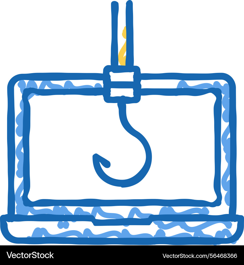 Hook on computer display icon doodle vector image