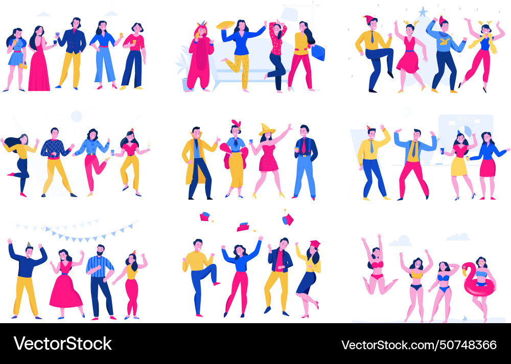 Party flat set Royalty Free Vector Image - VectorStock
