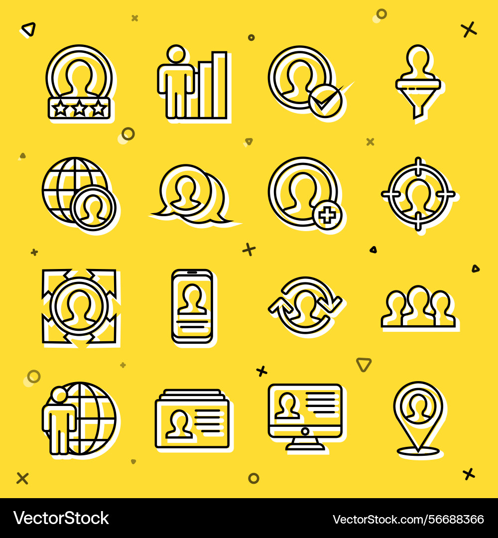 Set line location with person users group head Set line location with person users group head vector image