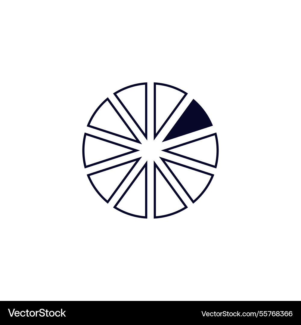 Sliced orange circle with dark segment showing vector image