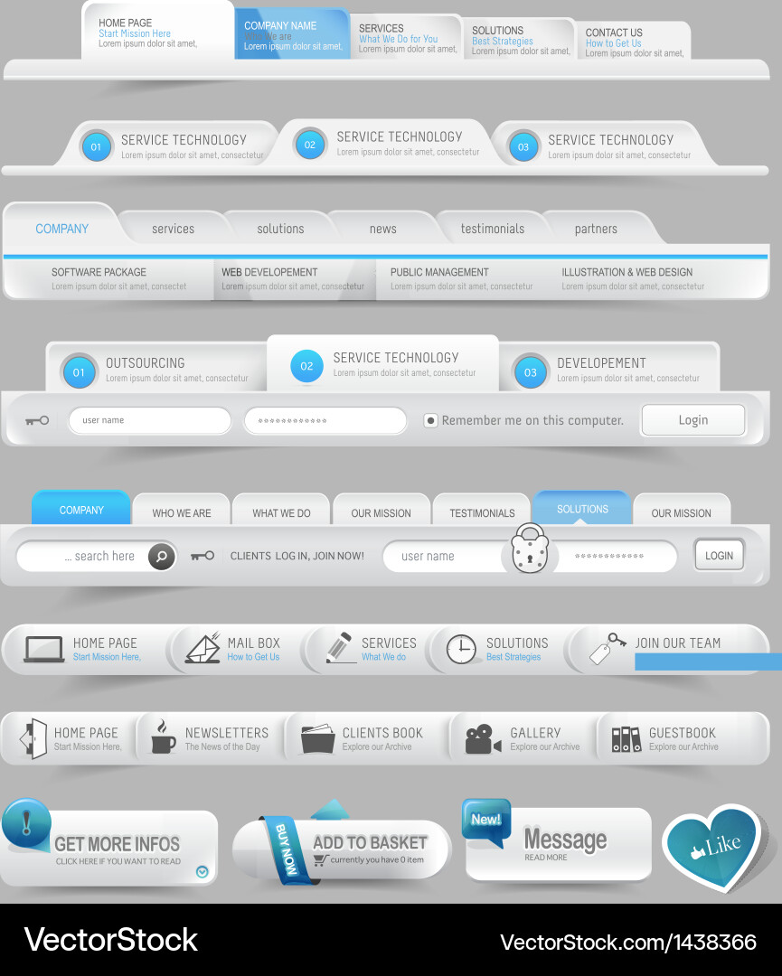 Web site design template navigation elements vector image