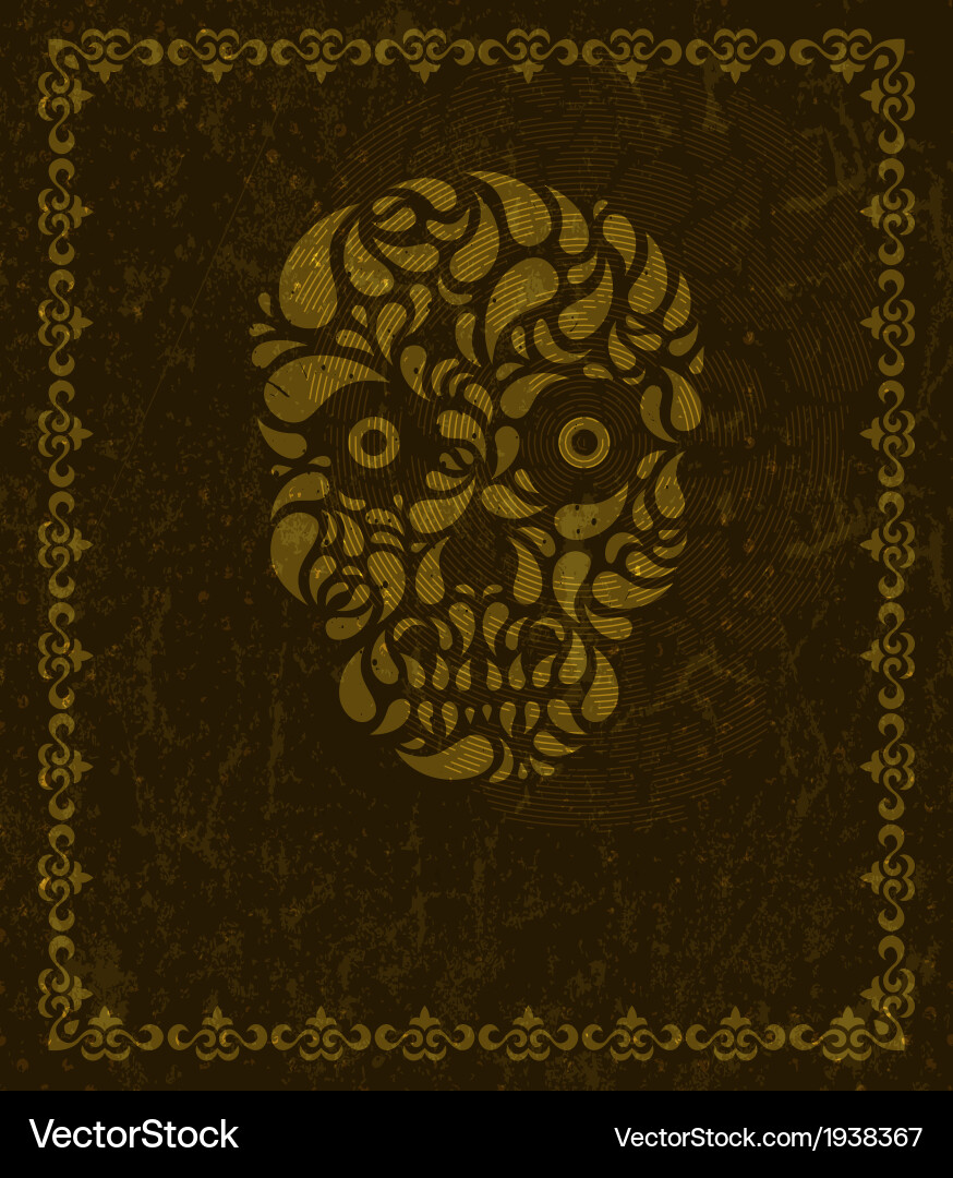 Background with skull and frame vector image