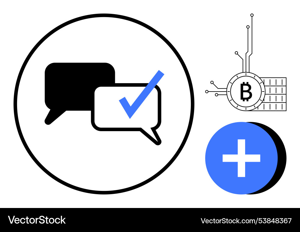 Digital communication bitcoin and technology Digital communication bitcoin and technology Vector Image