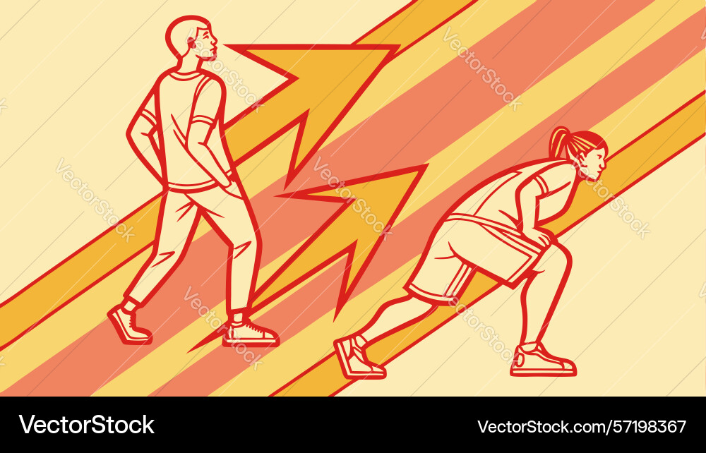 Dynamic runners with abstract speed lines fast vector image