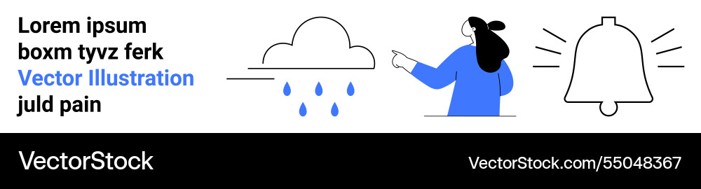 Man pointing at cloud with raindrops icon next Vector Image