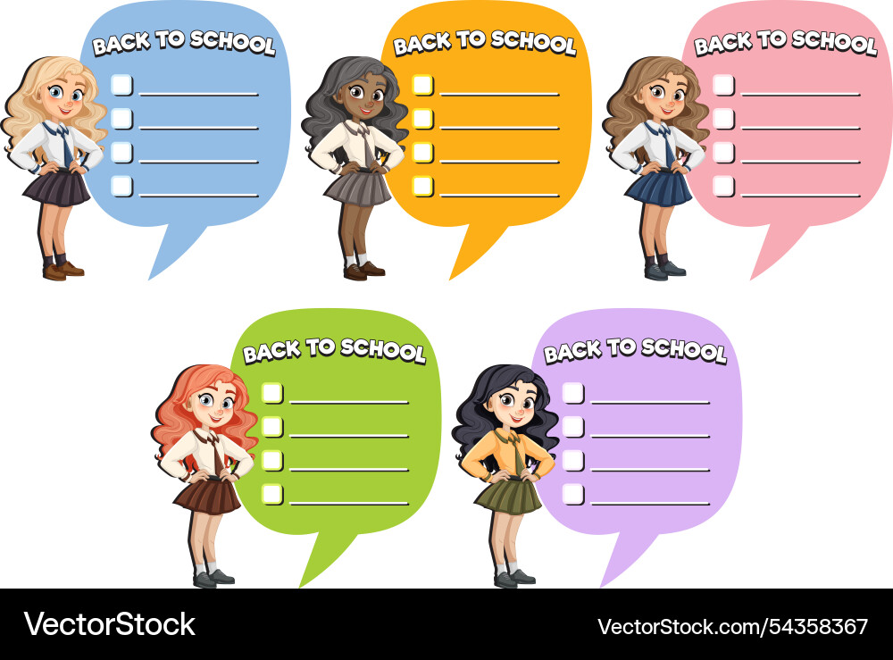Students with checklists in speech bubbles vector image