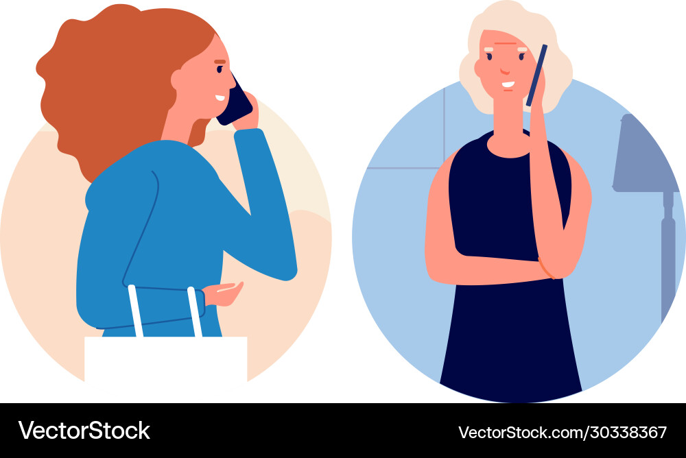 Telefongespräch Mutter Frauen Telefongespräch Mutter Frauen vektorbild
