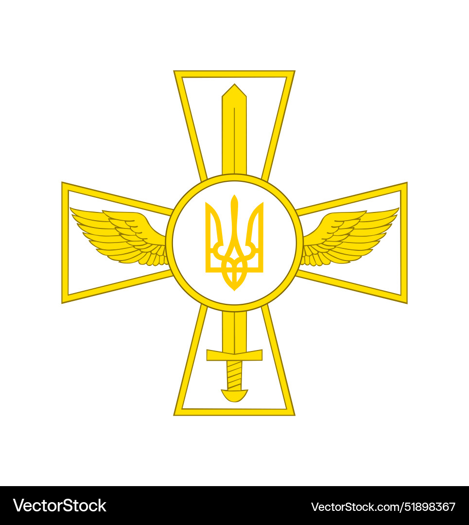 Ukraine armed forces coat of arms flag Royalty Free Vector