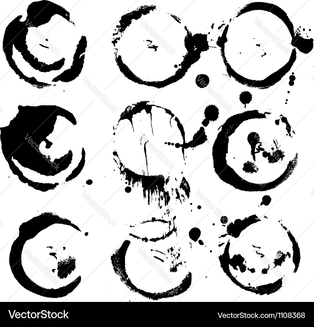 Abstract round prints strokes and splashes of ink Vector Image