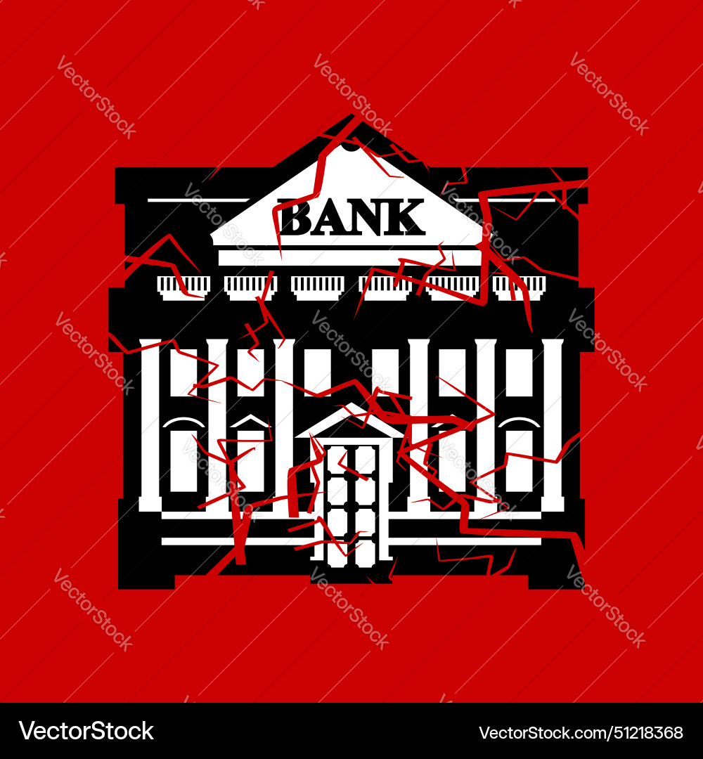 Broken bank concept bankruptcy collapse Royalty Free Vector