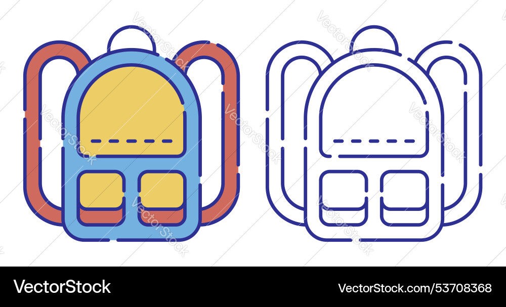 Dünne Linie Schlagfarbe Icon Schulrucksack Dünne Linie Schlagfarbe Icon Schulrucksack vektorbild