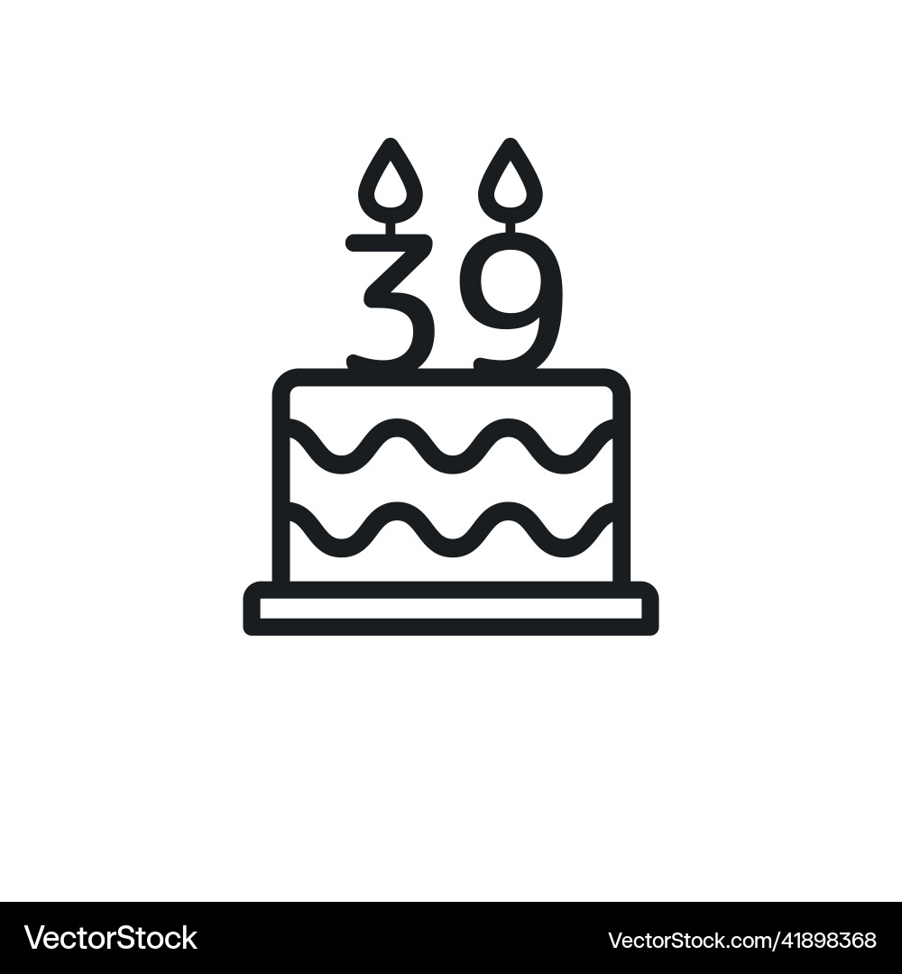Geburtstag Kuchen Linie Icon mit Kerze Nummer 39 Geburtstag Kuchen Linie Icon mit Kerze Nummer 39 vektorbild