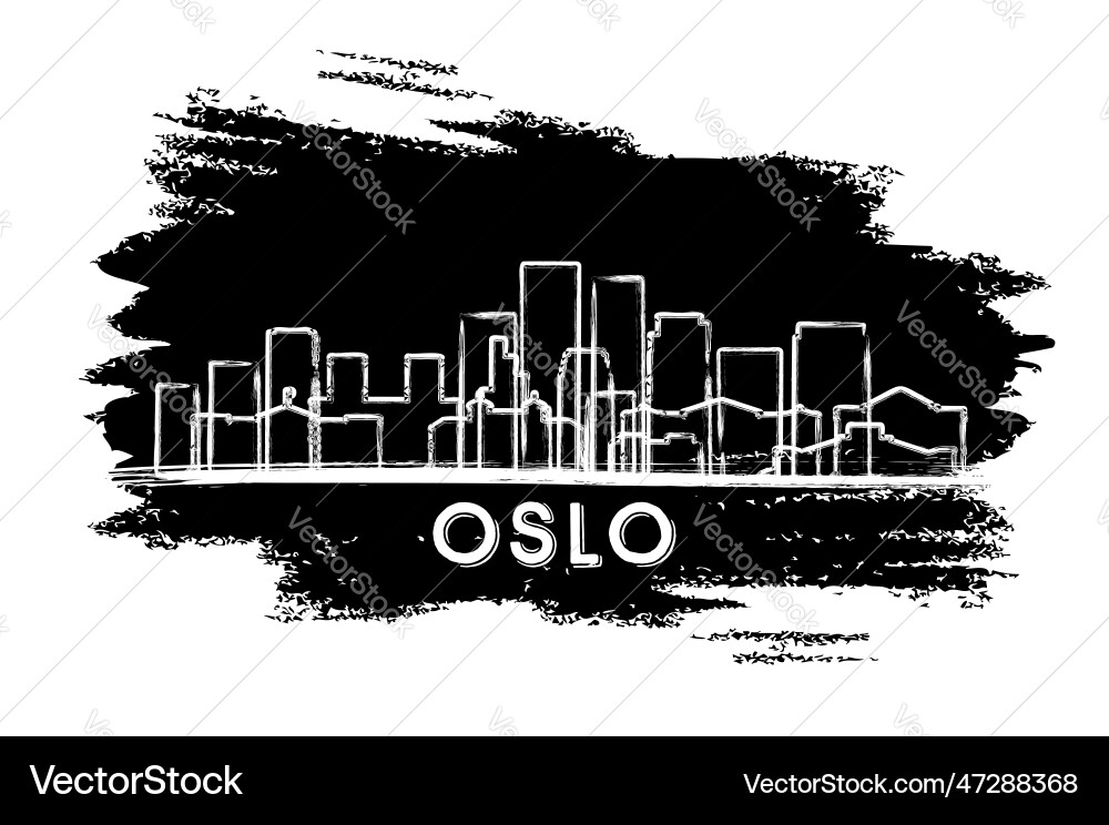 Oslo norway city skyline silhouette hand drawn Oslo norway city skyline silhouette hand drawn vector image